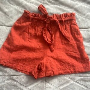 Women's burnt orange Linen Shorts